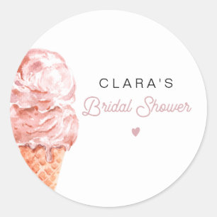 CLARA Retro IJscrème Blush Bruiloft Feest Favor Cl Ronde Sticker