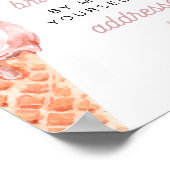 CLARA Retro Pink Ice Cream Vrijgezellenfeest Addre Poster (Hoek)