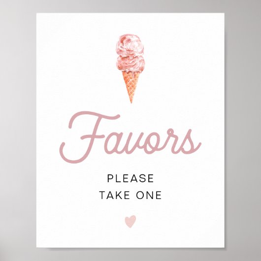 CLARA Retro Pink Ice Cream Wedding Party Favors Po Poster (Voorkant)
