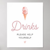 CLARA Retro Roze Ijs Drankjes Bar Poster (Voorkant)