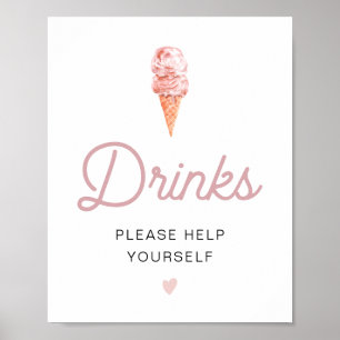 CLARA Retro Roze Ijs Drankjes Bar Poster