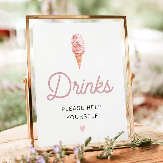 CLARA Retro Roze Ijs Drankjes Bar Poster