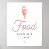 CLARA Retro Roze Ijs Eettafel Bord Poster (Voorkant)