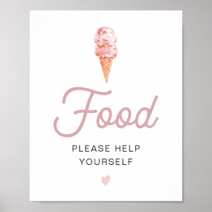 CLARA Retro Roze Ijs Eettafel Bord Poster