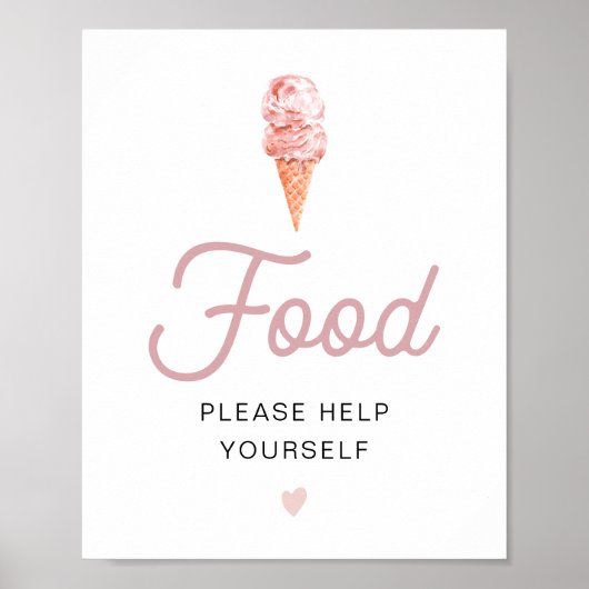 CLARA Retro Roze Ijs Eettafel Bord Poster (Voorkant)
