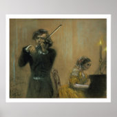 Clara Schumann (1819-96) en een Violinist, 1854 (p Poster (Voorkant)