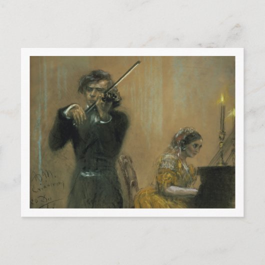 Clara Schumann (1819-96) en een Violist, 1854 (pa Briefkaart (Voorkant)