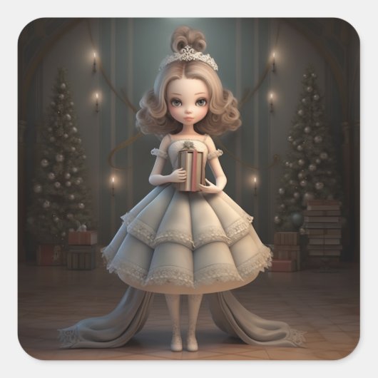 Clara uit Het Notenkraker Ballet Vierkante Sticker (Voorkant)
