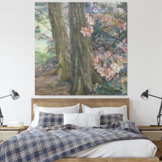 Clara Voortman Rhododendron Struik in een tuin Canvas Afdruk (Insitu (Slaapkamer))