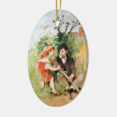Clare with Boy and Crutch Keramisch Ornament (Links)