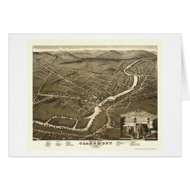 Claremont, NH Panoramic Map - 1877 (Voorkant Horizontaal)