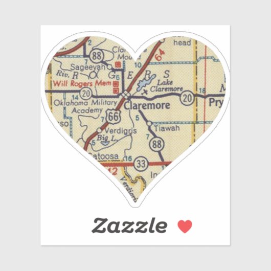 Claremore OK Retro-kaart Sticker (Vel)