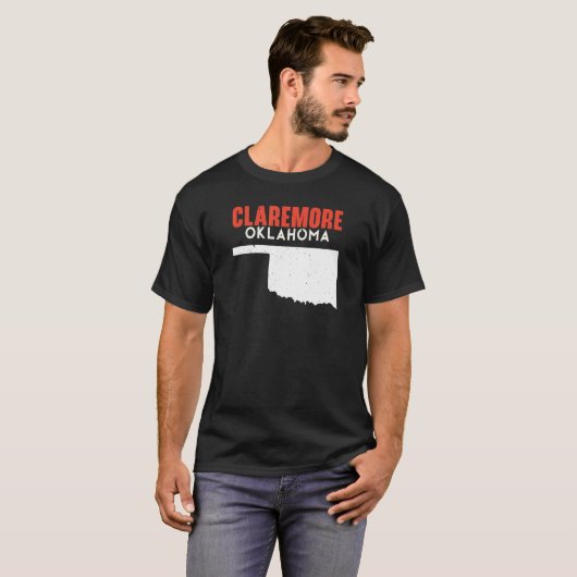 Claremore Verenigde Staten State America Travel Ok T-shirt (Voorkant volledig)