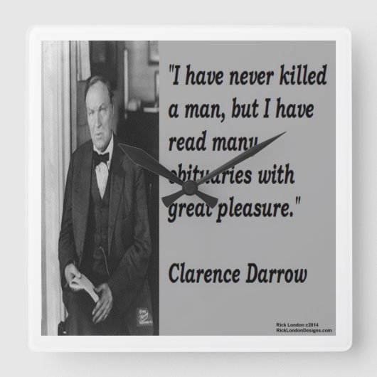 Clarence Darrow & beroemde citaat wandklok (Voorkant)