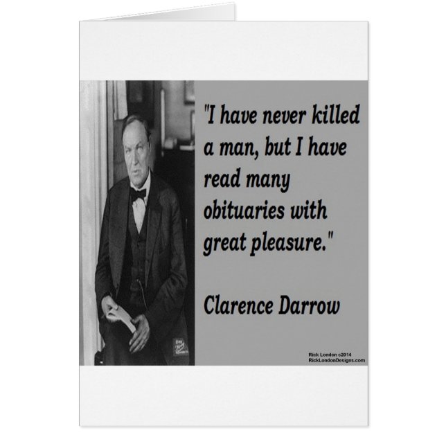 Clarence Darrow & overlijdensadvertentie citaat (Voorkant)