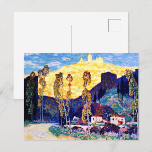 Clarence Gagnon art, Evening, Siena Briefkaart (Voorkant / Achterkant)