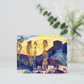 Clarence Gagnon art, Evening, Siena Briefkaart (Staand voorkant)