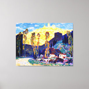 Clarence Gagnon art, Evening, Siena Canvas Afdruk