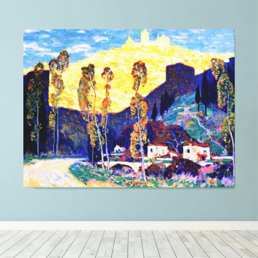 Clarence Gagnon art, Evening, Siena Canvas Afdruk (Insitu (Houten vloer))