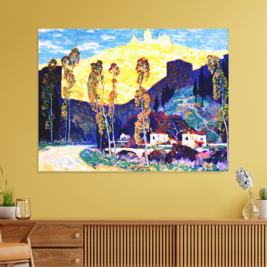 Clarence Gagnon art, Evening, Siena Canvas Afdruk (Insitu (Woonkamer))