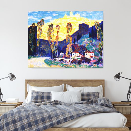 Clarence Gagnon art, Evening, Siena Canvas Afdruk (Insitu (Slaapkamer))