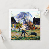 Clarence Gagnon art - Herfst Scene, Baie-Saint-Pau Kaart (Voorkant / Achterkant in situ)