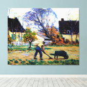 Clarence Gagnon art, Herfst Scene, Baie-Saint-Paul Canvas Afdruk (Insitu (Houten vloer))