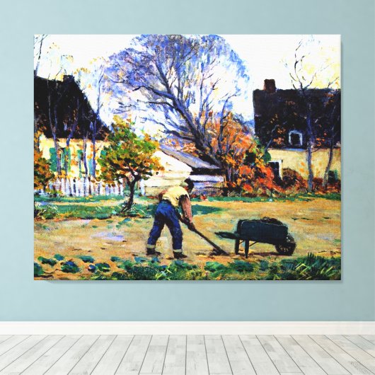 Clarence Gagnon art, Herfst Scene, Baie-Saint-Paul Canvas Afdruk (Insitu (Houten vloer))