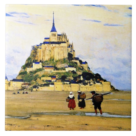Clarence Gagnon art, Mont-Saint Michel, Morning Tegeltje (Voorkant)