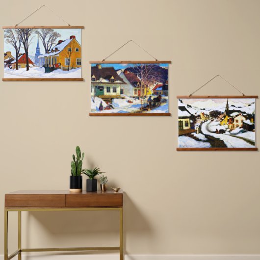 Clarence Gagnon artwork, prachtige winterscènes, Hangend Wandkleed (Asymmetrisch)