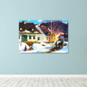 Clarence Gagnon - een Quebec dorp Canvas Afdruk (Insitu (Houten vloer))