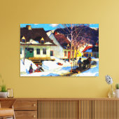 Clarence Gagnon - een Quebec dorp Canvas Afdruk (Insitu (Woonkamer))