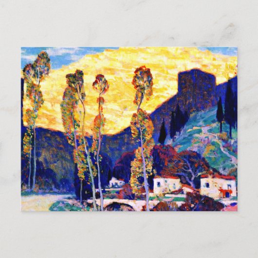 Clarence Gagnon-kunst, Avond, Siena Briefkaart (Voorkant)