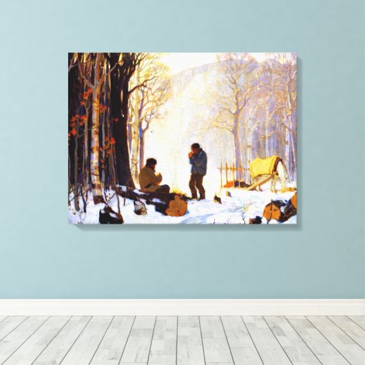 Clarence Gagnon - Lonely Village Canvas Afdruk (Insitu (Houten vloer))