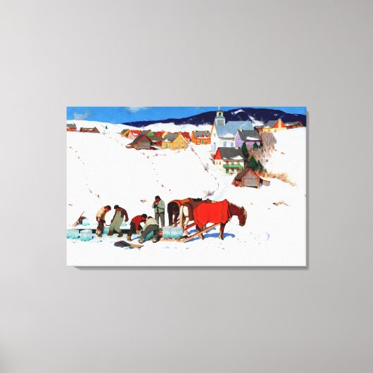 Clarence Gagnon - The Ice Harvest Canvas Afdruk (Voorkant)