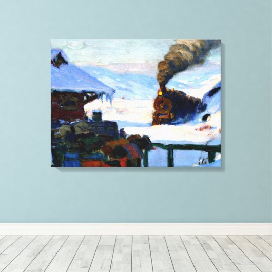 Clarence Gagnon - The Train Baie-Saint Paul Canvas Afdruk (Insitu (Houten vloer))