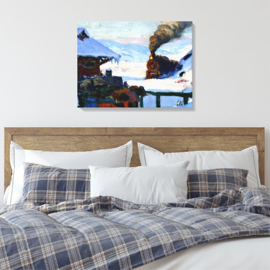 Clarence Gagnon - The Train Baie-Saint Paul Canvas Afdruk (Insitu (Slaapkamer))
