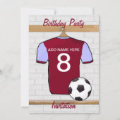 Claret and Blue Soccer Jersey Birthday Party Kaart (Voorkant)