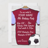 Claret and Blue Soccer Jersey Birthday Party Kaart (Achterkant)