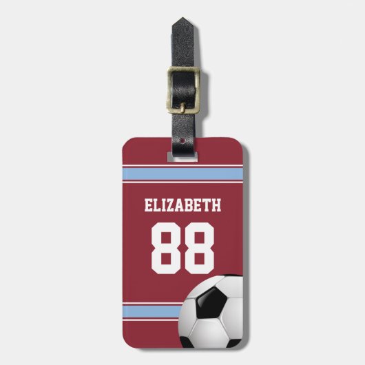 Claret and Blue Stripes Jersey Voetbal Bagagelabel (Voorkant verticaal)