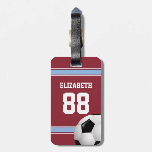 Claret and Blue Stripes Jersey Voetbal Bagagelabel (Achterkant verticaal)