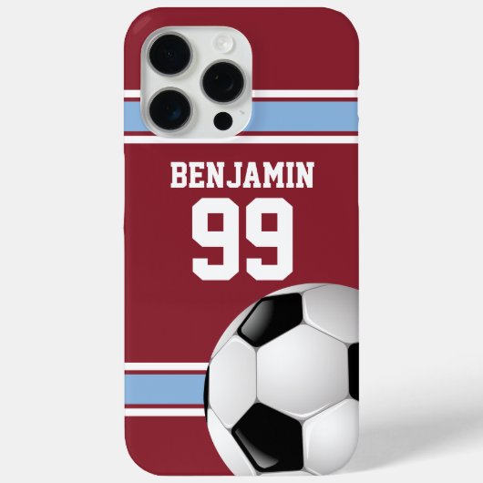 Claret and Blue Stripes Jersey Voetbal Case-Mate iPhone Case (Achterkant)