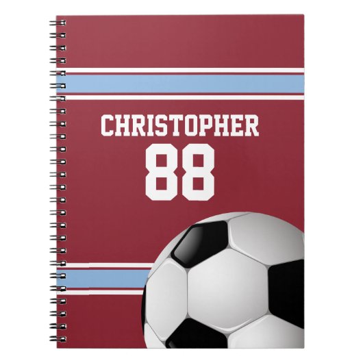Claret and Blue Stripes Jersey Voetbal Notitieboek (Voorkant)