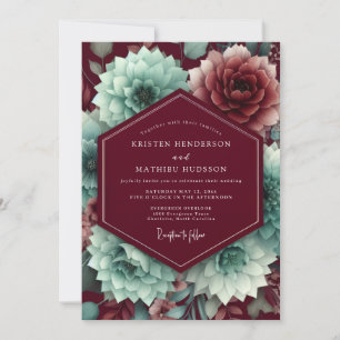 Claret Aquamarine Bloem Bruiloft Kaart