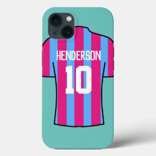 Claret & Blue Football Shirt met naam en nummer Case-Mate iPhone Case