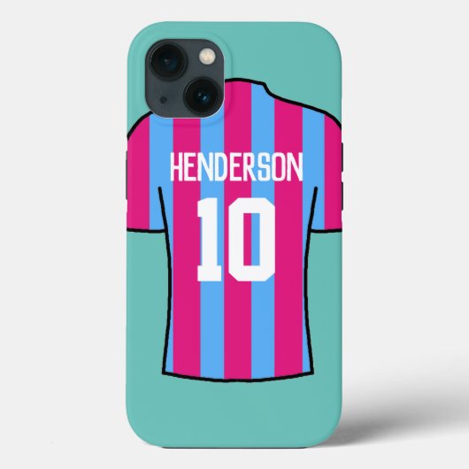 Claret & Blue Football Shirt met naam en nummer Case-Mate iPhone Case (Achterkant)