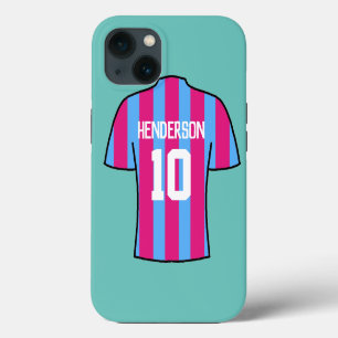Claret & Blue Voetbalshirt met Naam en Nummer iPhone 13 Hoesje