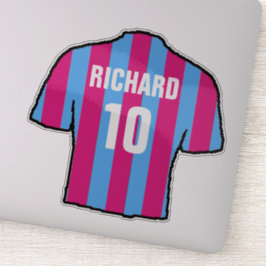 Claret & Blue Voetbalshirt om te personaliseren. Sticker