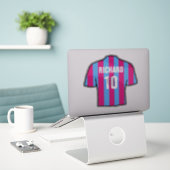 Claret & Blue Voetbalshirt om te personaliseren. Sticker (Laptop op bureau)