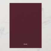 Claret Dramatische Bloem Bruiloft Kaart (Achterkant)